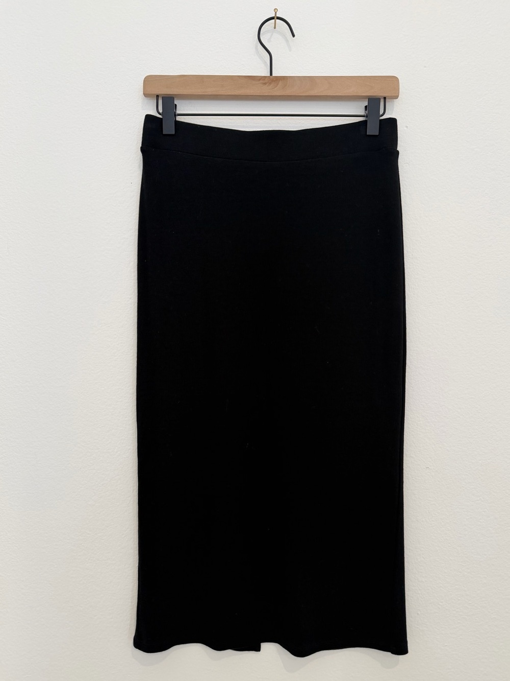 Marine Layer Lexi Rib Midi Skirt Womens Small Black Tencel Stretch